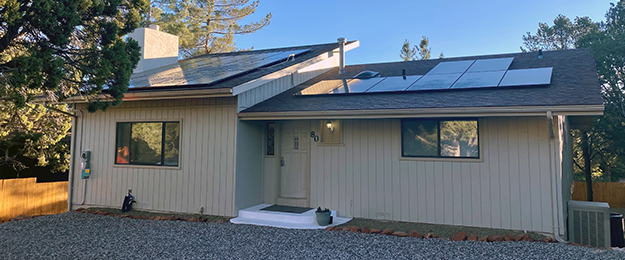 Sedona single-story home with solar panels installed on the roof