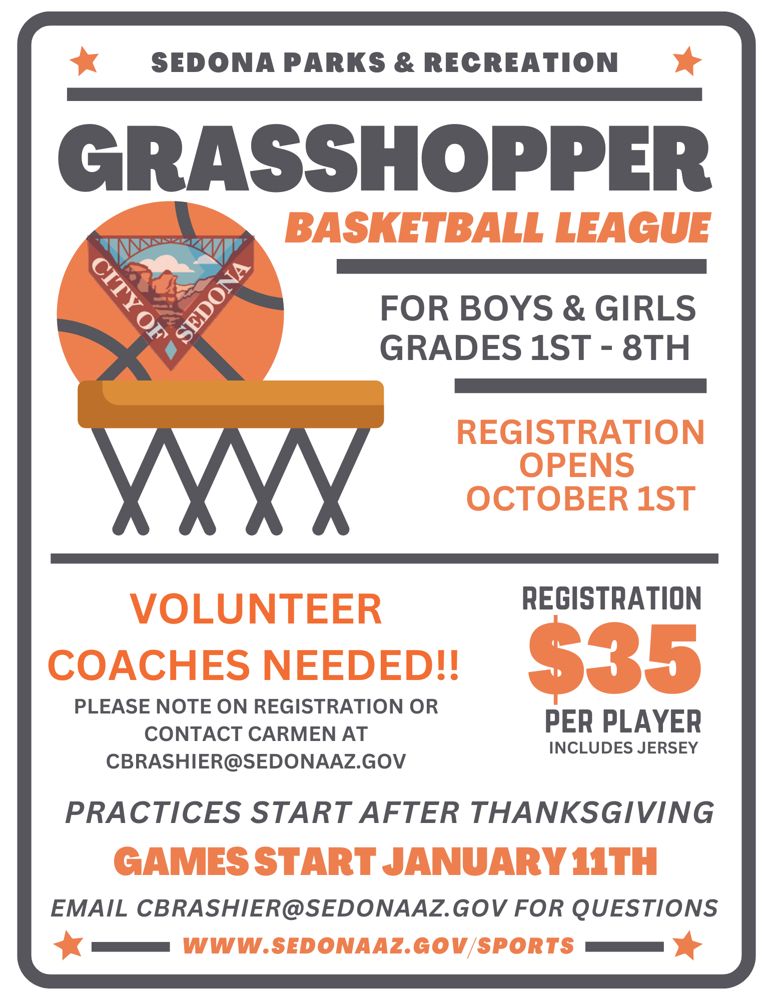 2025 Grasshopper Basketball Flyer