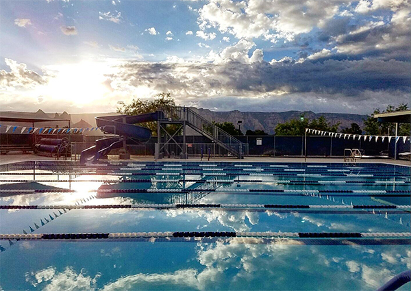 Sunrise photo of pool