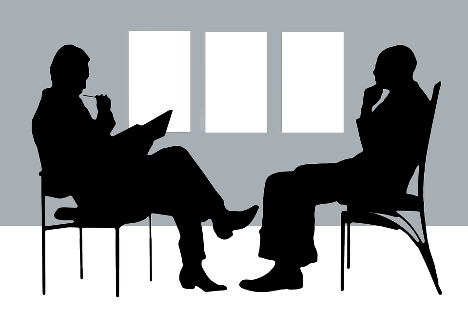 Illustration of two people talking